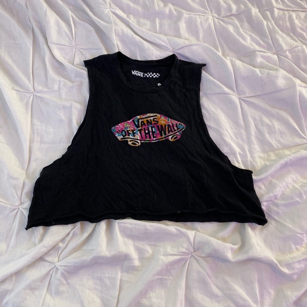 Black cropped Vans tank top